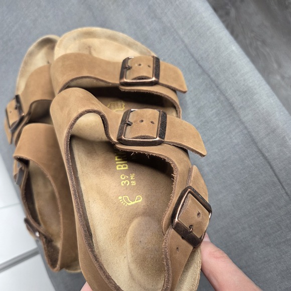 Birkenstock Women's Milano Brown Nubuck 3-Strap Sandals Size 8 US / 39 EU - Picture 3 of 12